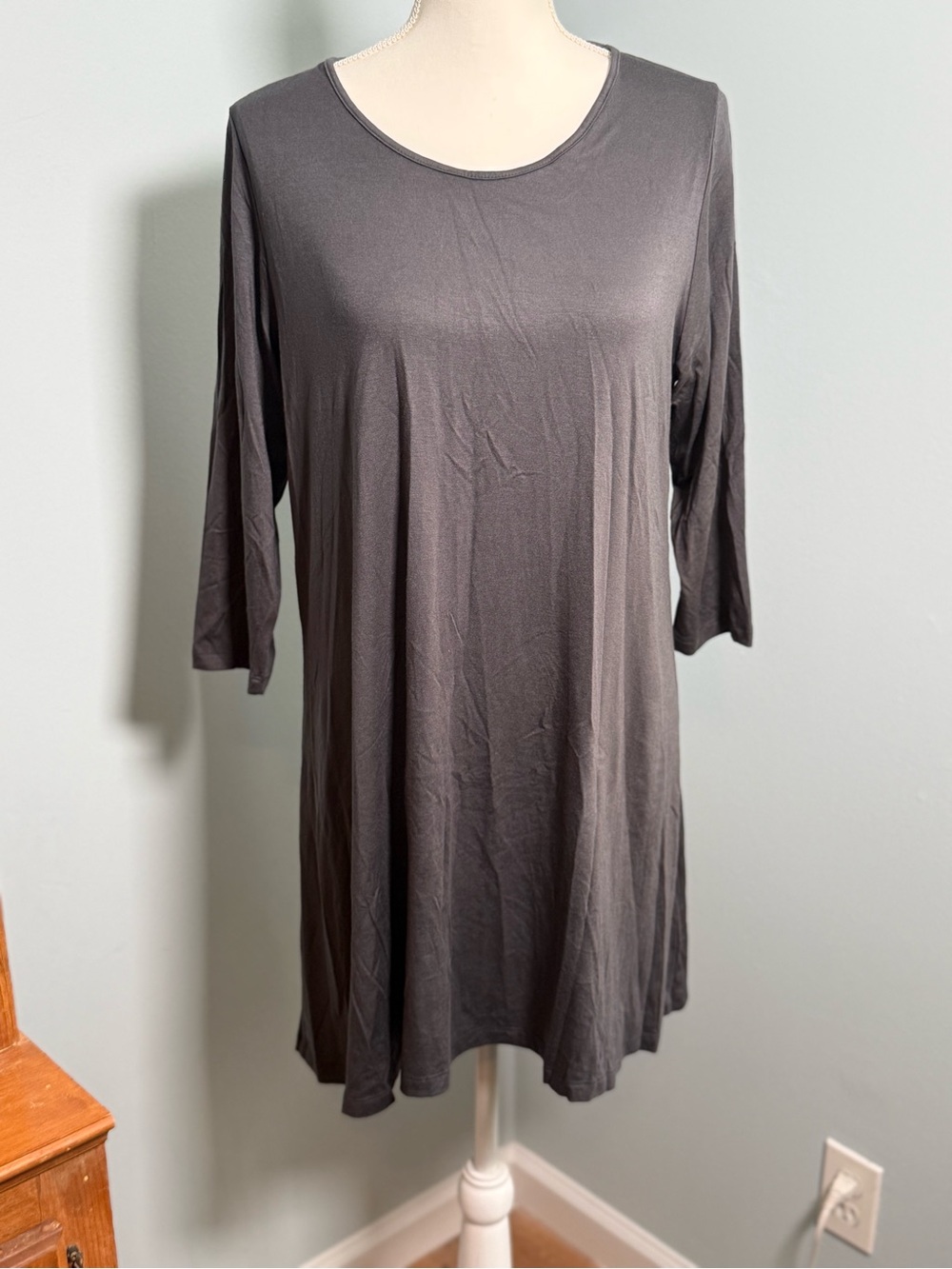 Comfy USA Women's Scoop Neck 3/4 Sleeve Tunic - Charcoal Gray
